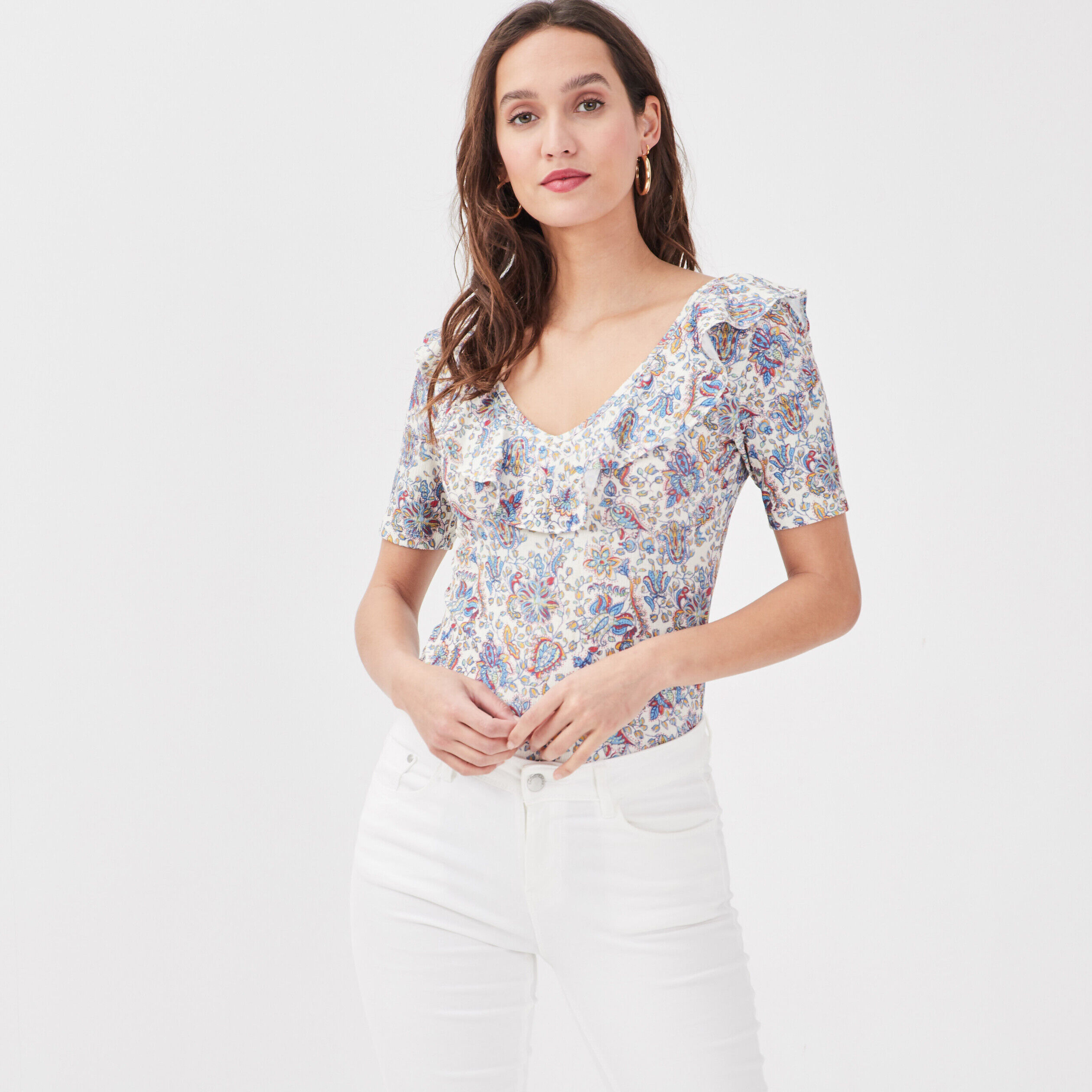 Body manches courtes blanc femme | Cache Cache