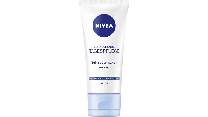 NIVEA Erfrischende Tagespflege 24h Feuchtigkeit Normale Haut und Mischhaut LSF 15 Tube 50 ml