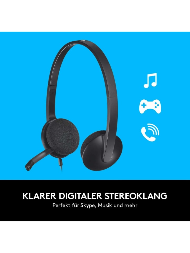 Logitech H340 Headset – Komfortabler Kopfhörer mit Mikrofon für in Schwarz günstig kaufen onesize