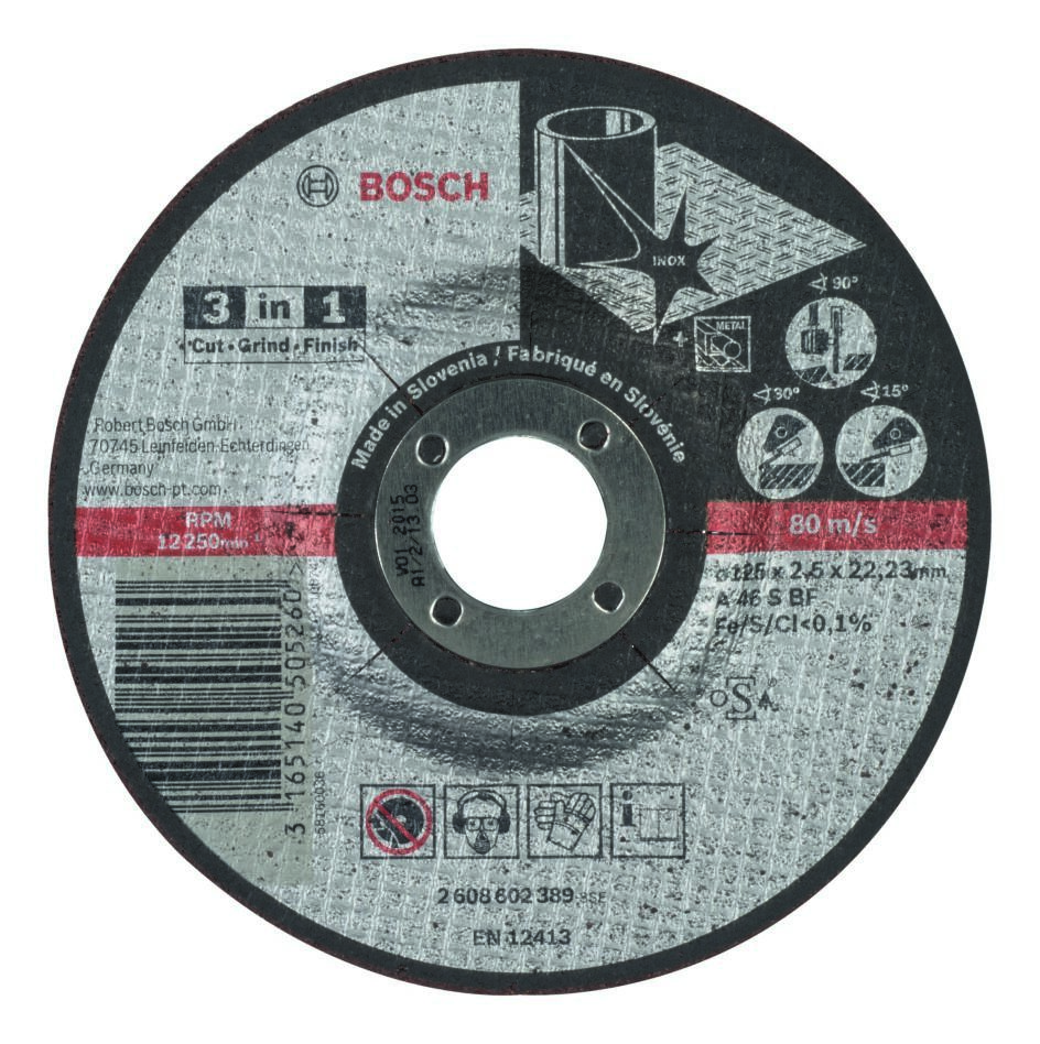 Bosch Blue Zubehör 2608602389 Trennscheibe 3-in-1 A 46 S BF, 125 mm, 2,5 mm