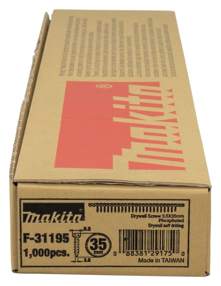 Makita Zubehör F-31195 Trockenbauleiste 3,5 x 35 mm mit Bohrspitze 1000 Stück