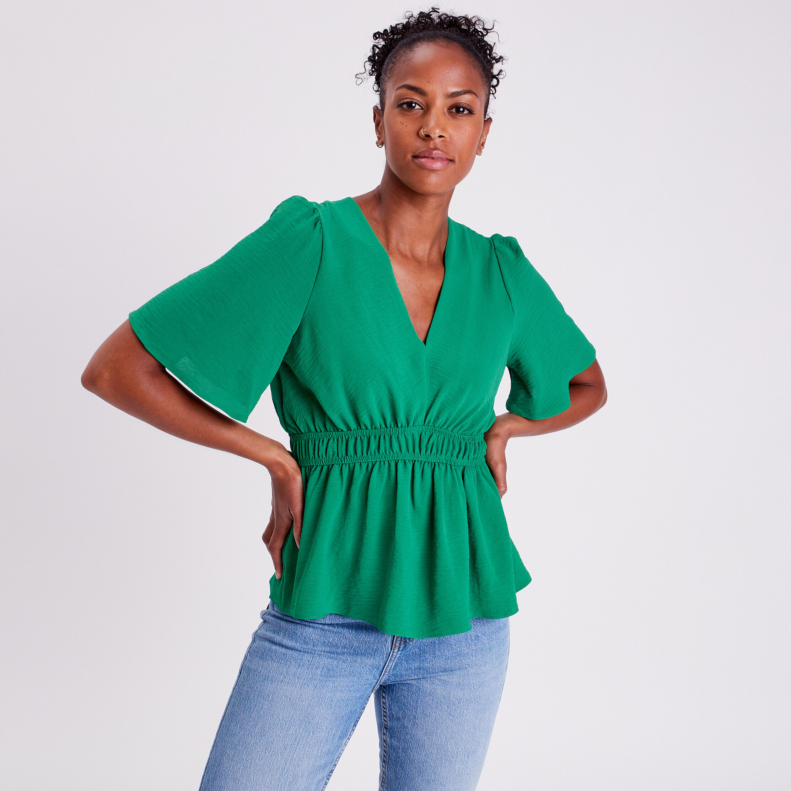 Blouse manches courtes vert femme | Cache Cache