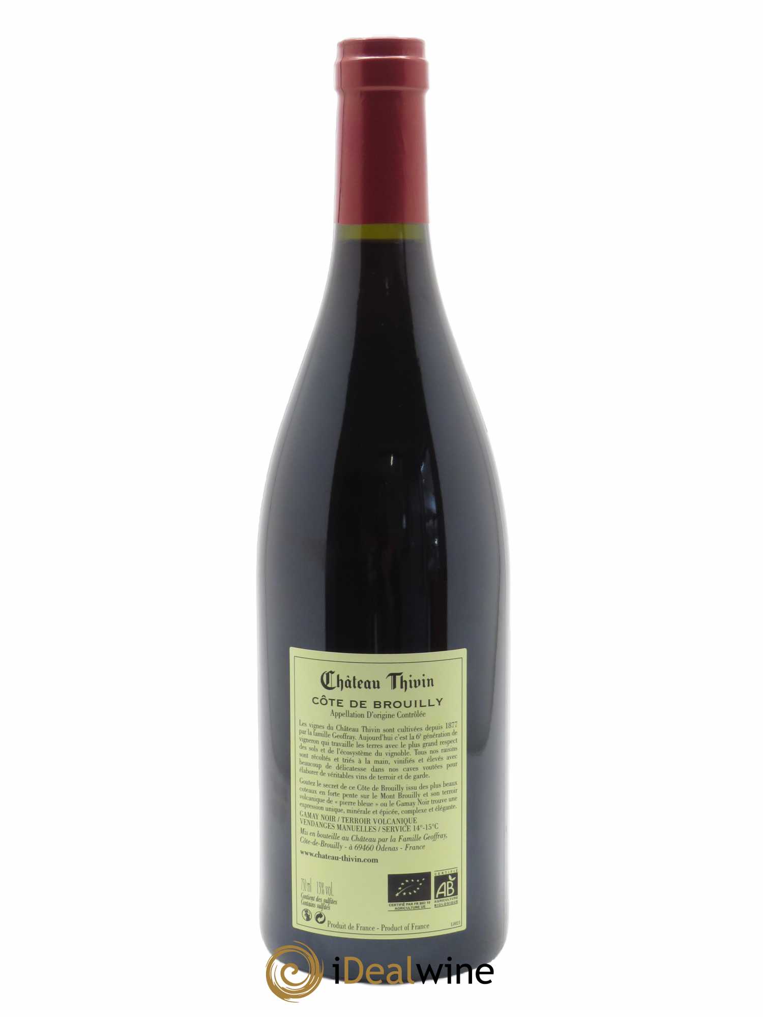 Côte de Brouilly Clos Bertrand Château Thivin  2021 - Lot de 1 Bouteille