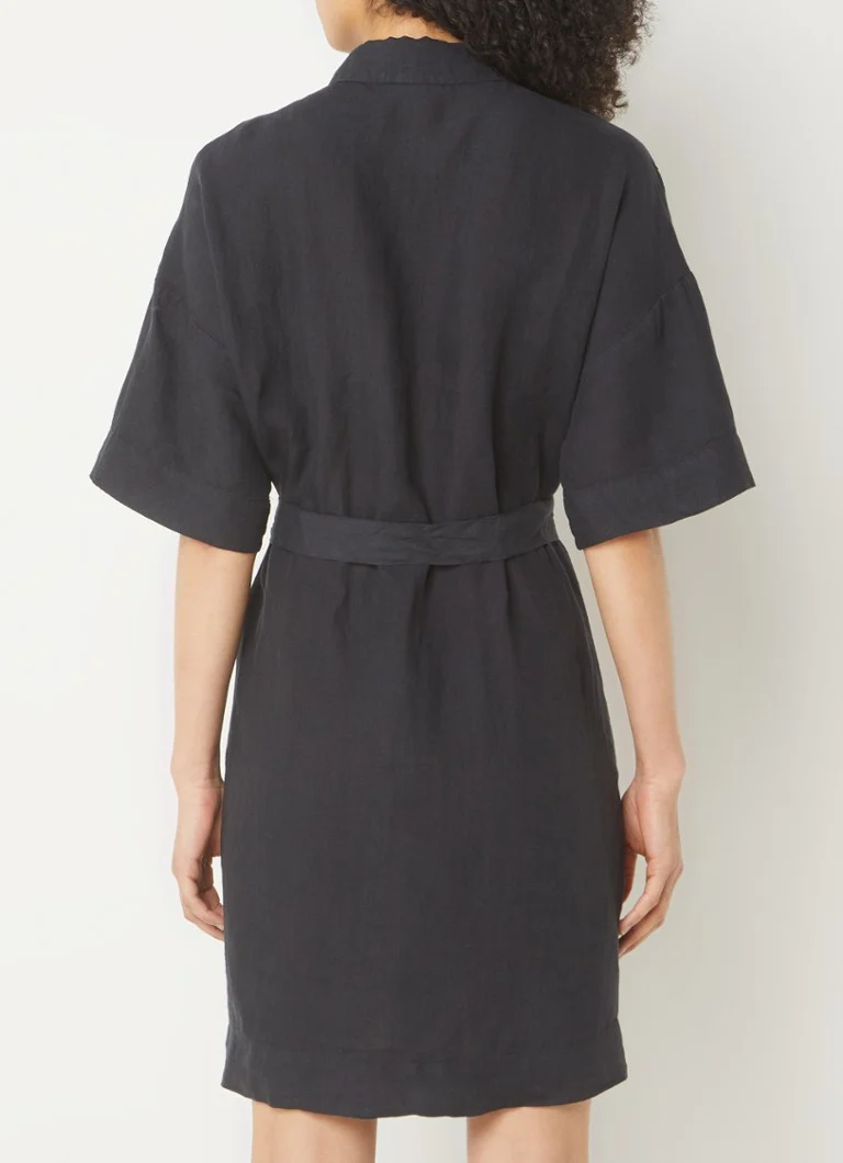 Selected Femme Linnie linen midi blouse dress with tie belt