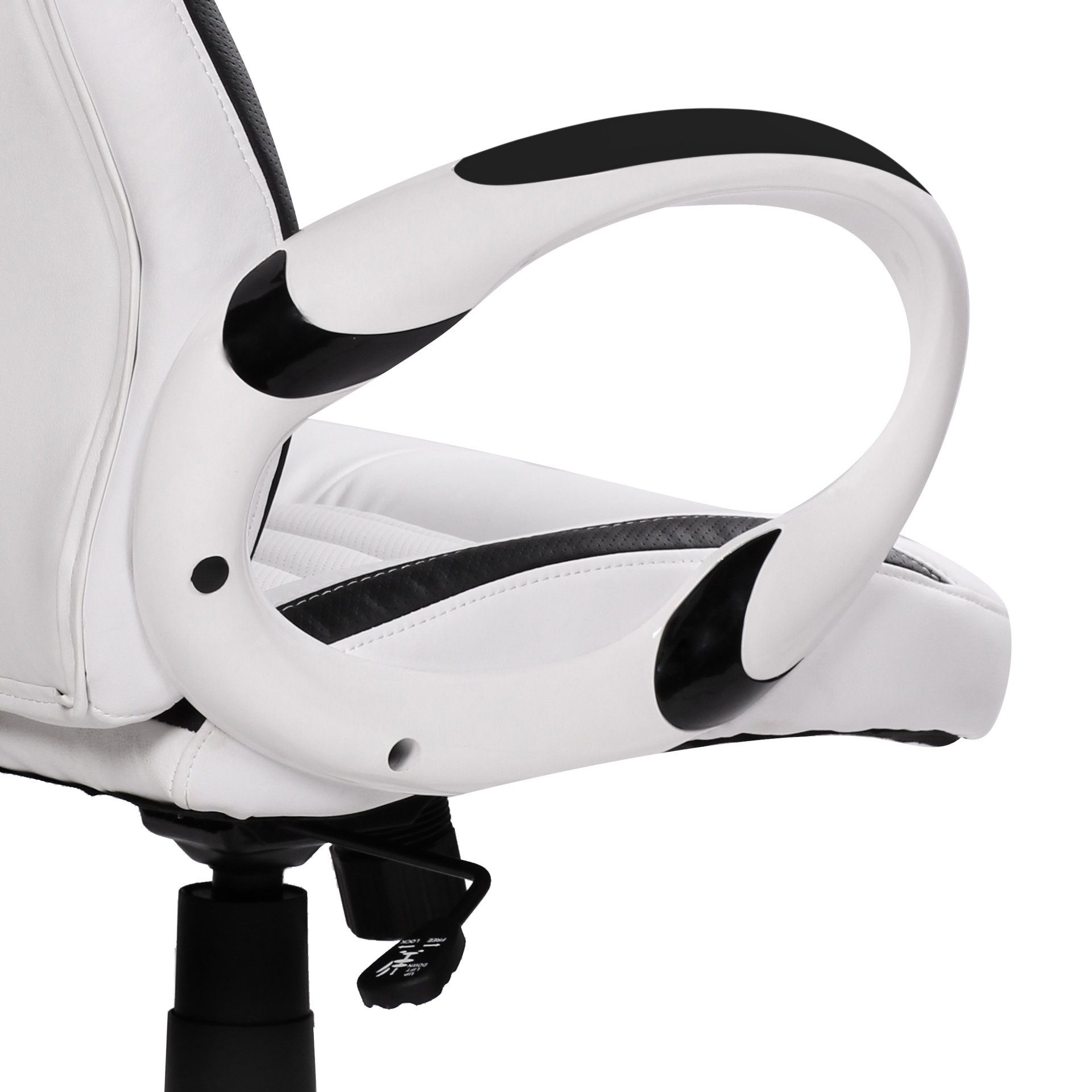 FINEBUY Gaming Chair SuVa1208_1 (Kunstleder Weiß Chefsessel mit Armlehne 110 kg), Bürostuhl Lederoptik Drehstuhl Schreibtischstuhl