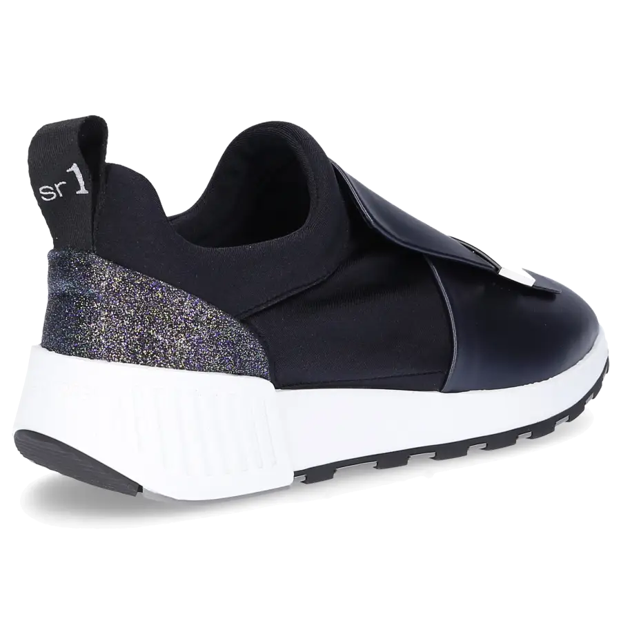 Sergio Rossi - Slip Ons SR1RUNNING Kalbsleder Polyamid Glitzer Logo schwarz - schwarz