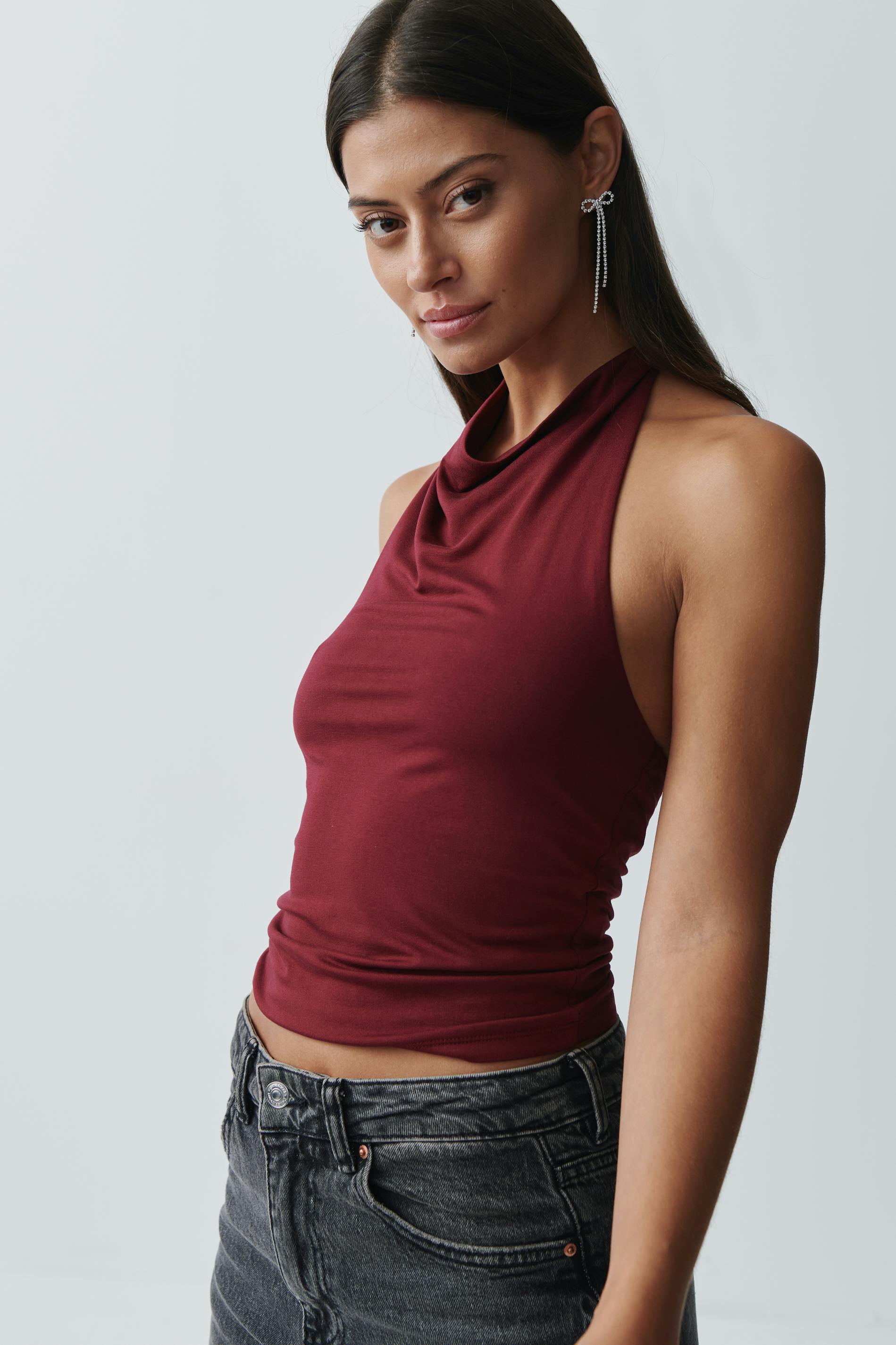 Soft touch halterneck top