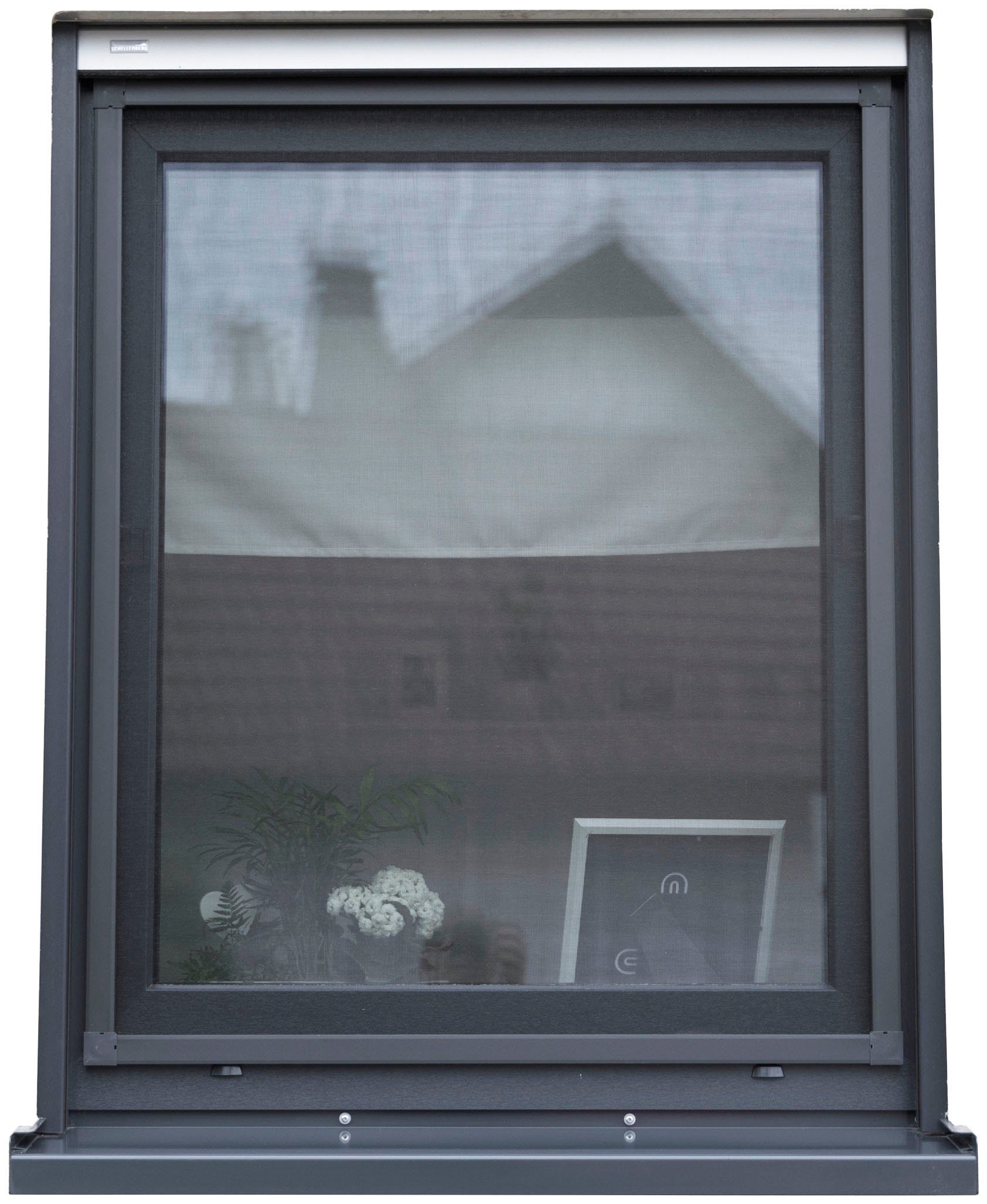 SCHELLENBERG Insektenschutz-Fensterrahmen Fliegengitter Fenster Premium, mit Rahmen aus Aluminium, 140 x 150 cm, anthrazit, 70043