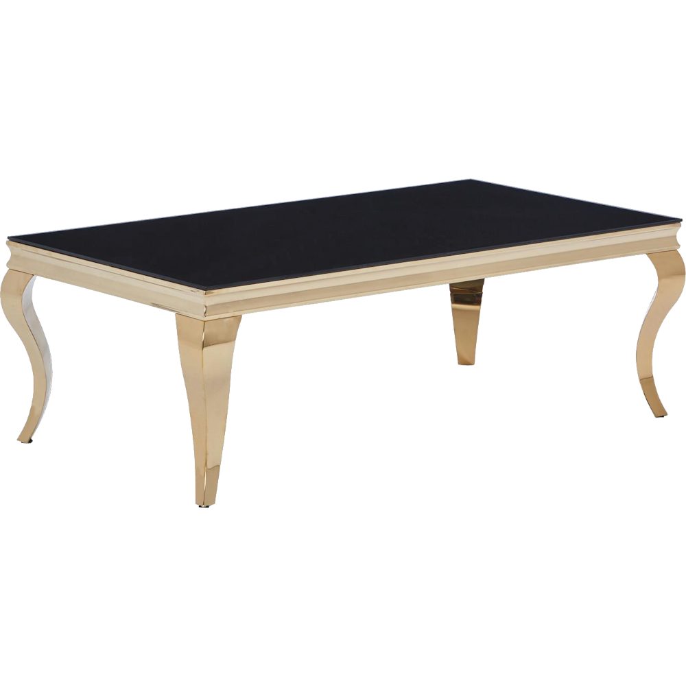 HOOZ Couchtisch Couchtisch 115x65cm Goldoptik & Glas - schwarz