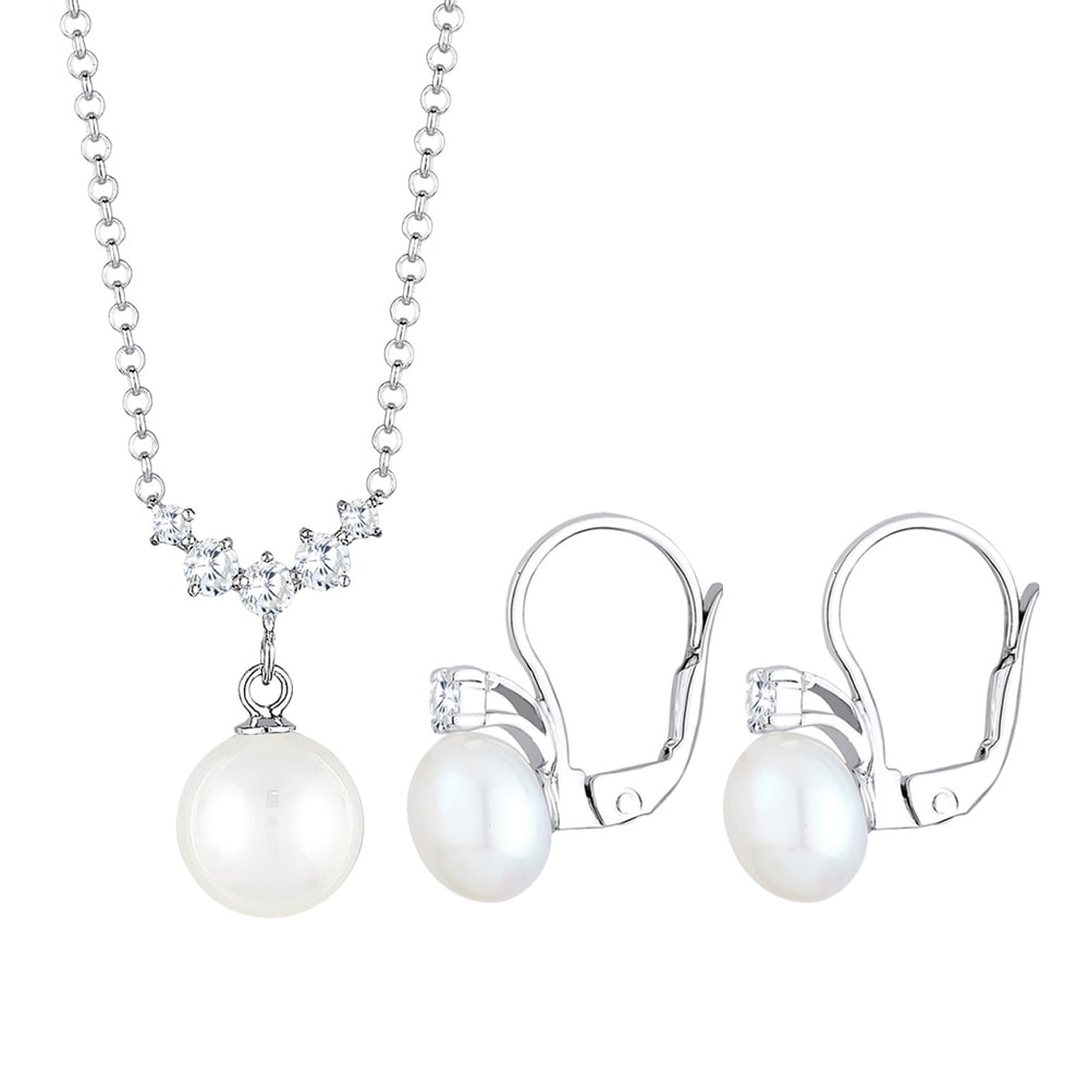 Elli Elli Ensemble de Bijoux Femme Pendentif Classique avec des Cristaux de Zircone Cu Bijoux