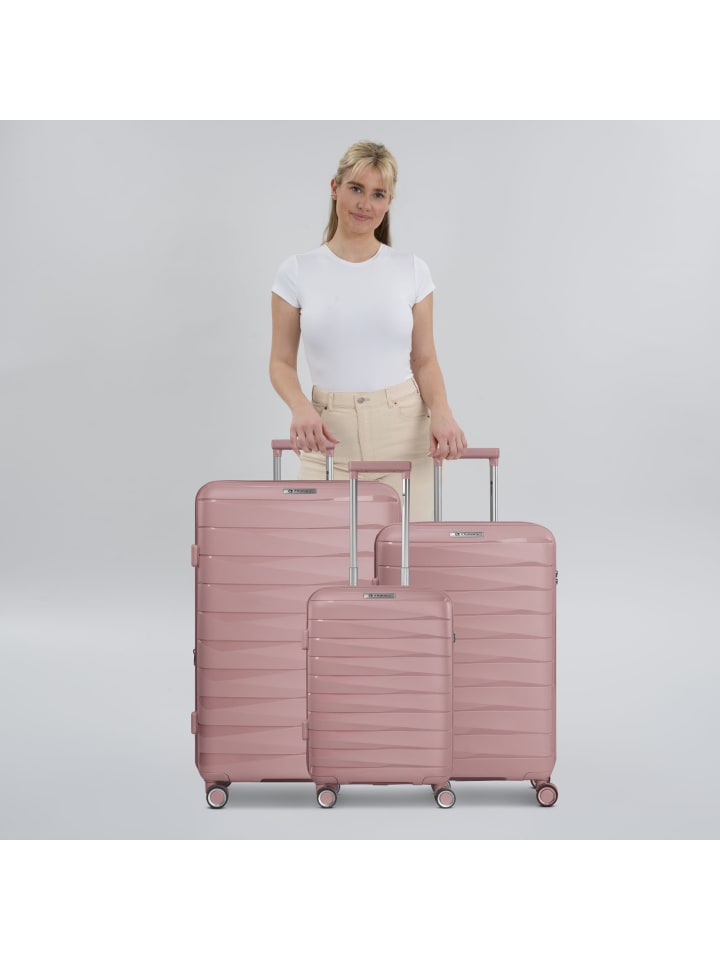 Franky London 4 Rollen Kofferset 3-teilig mit Dehnfalte in rose günstig kaufen onesize