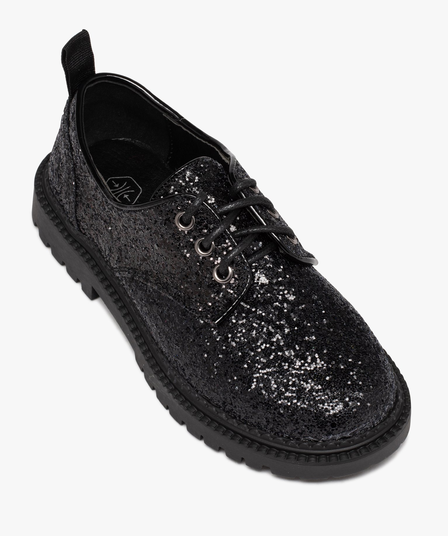 Derbies filles pailletées à semelle crantée noir | GEMO