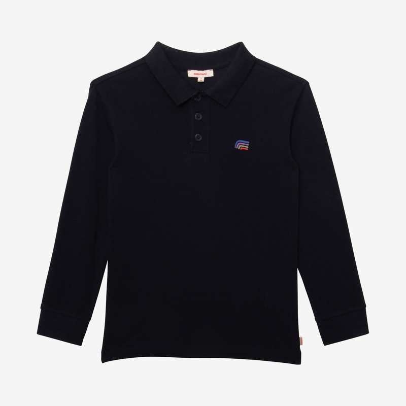 Polo garçon marine col rayé bleu Catimini