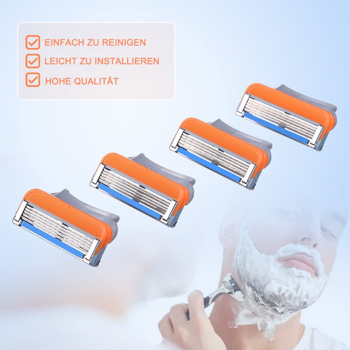 Housmile Rasierklingen 24 Ersatzklingen Nassrasierer Herren,für Gillette Fusion Rasierklingen, 24-tlg., Edelstahl