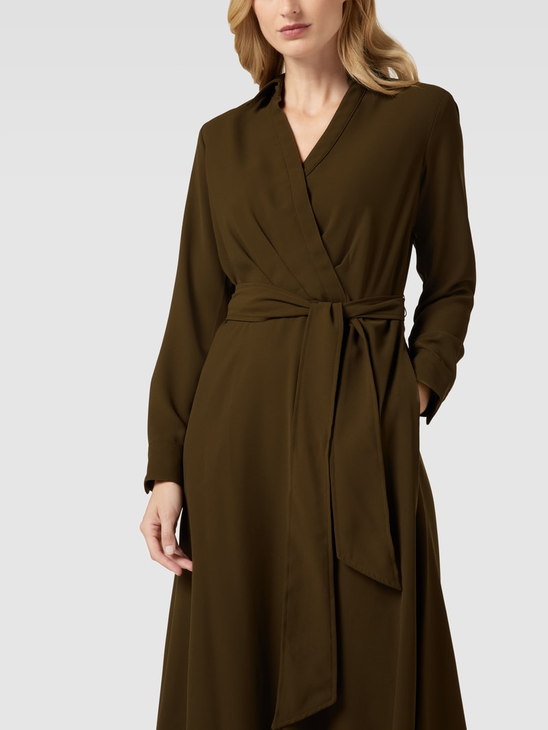 Wickelkleid mit Bindegürtel Modell 'ROWELLA' in olivgrün