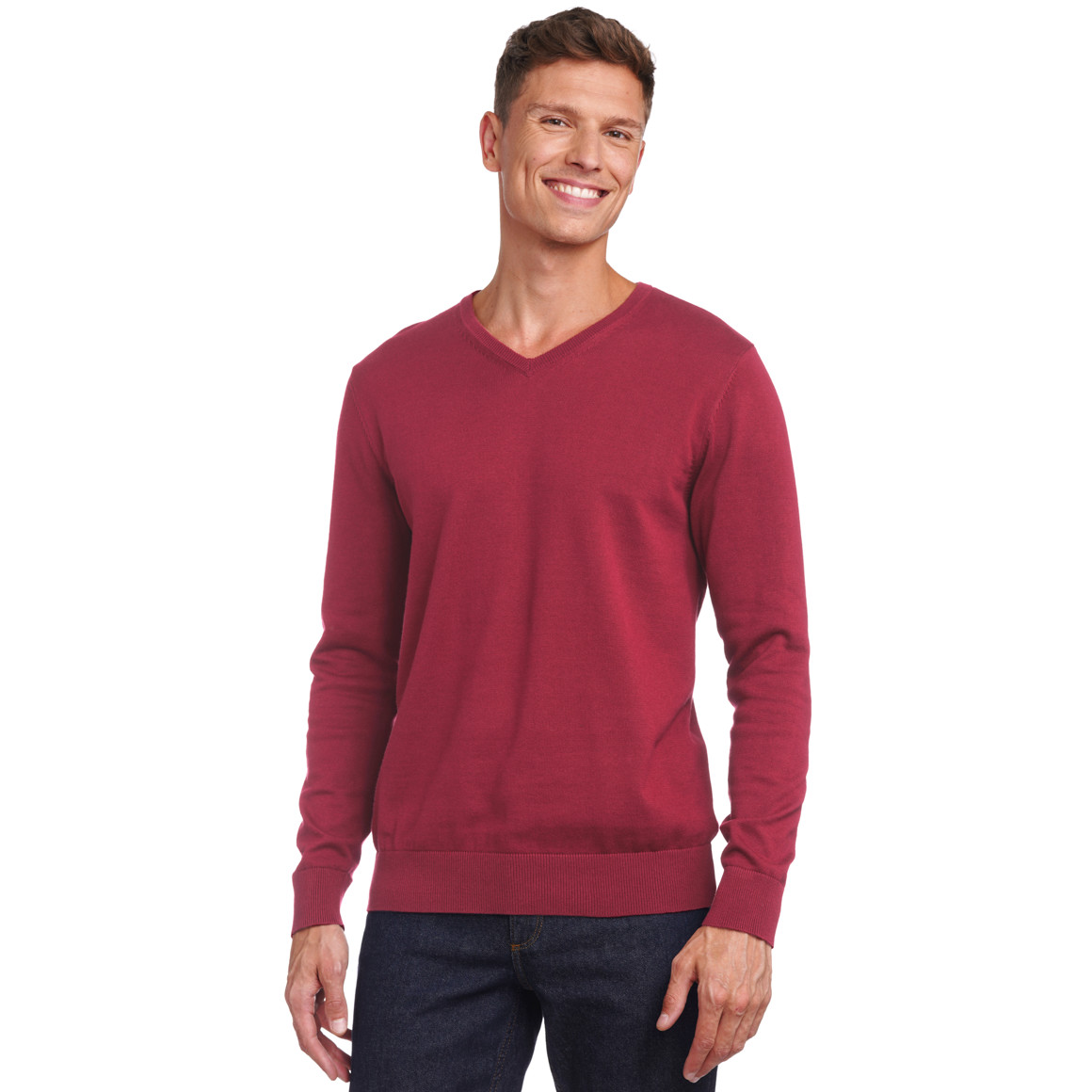 Herren Feinstrickpullover mit V-Ausschnitt