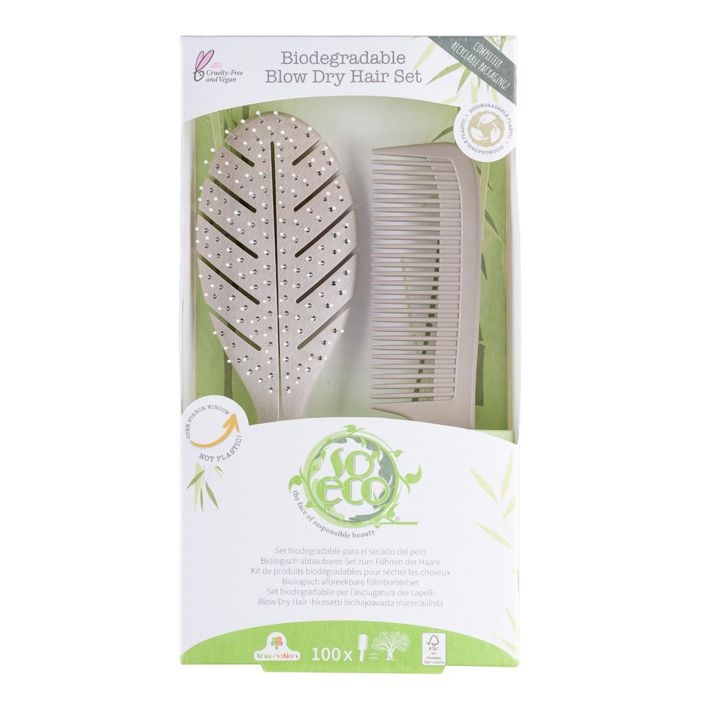 so eco Set de coiffure Brosse et Peigne Naturels Set de Coiffure
