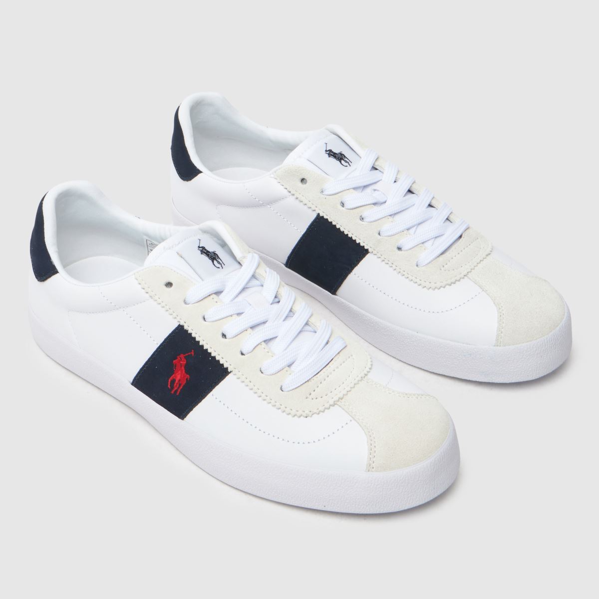 Polo Ralph Lauren – Vita och marinblå court vulc-sneakers