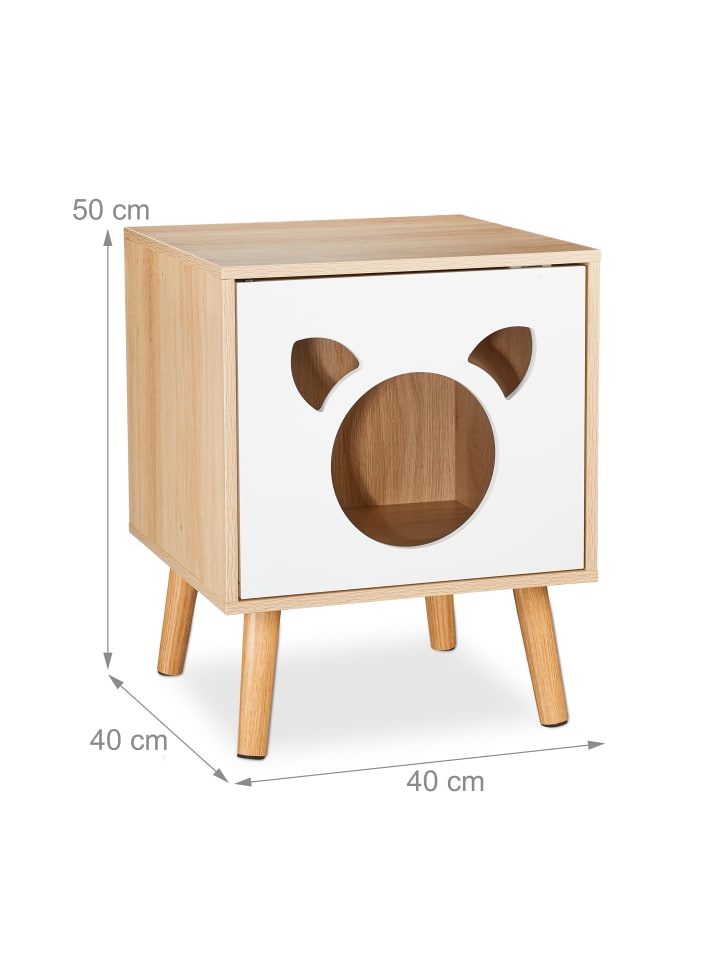 relaxdays Katzenschrank in Natur/ Weiß - (B)40 x (H)50 x (T)40 cm günstig kaufen onesize