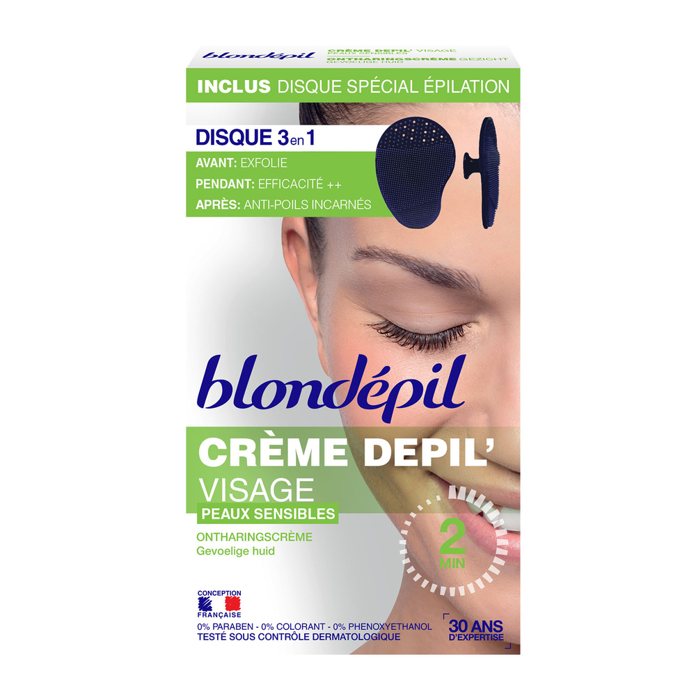 blondepil CREME DEPIL' Visage Crème dépilatoire Visage + disque gommant