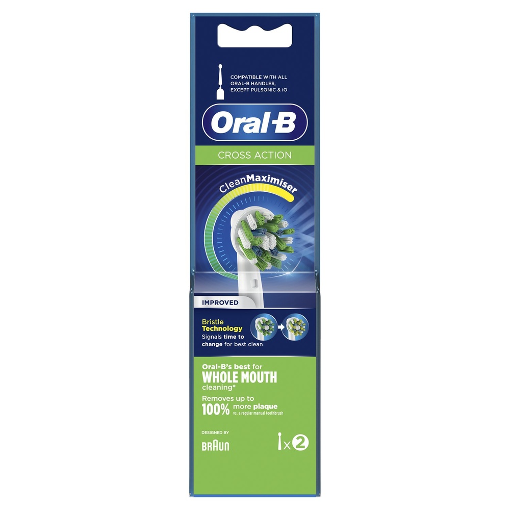 oral-b Oral-B CrossAction Brossette Avec CleanMaximiser, 2 Brossettes De Rechange