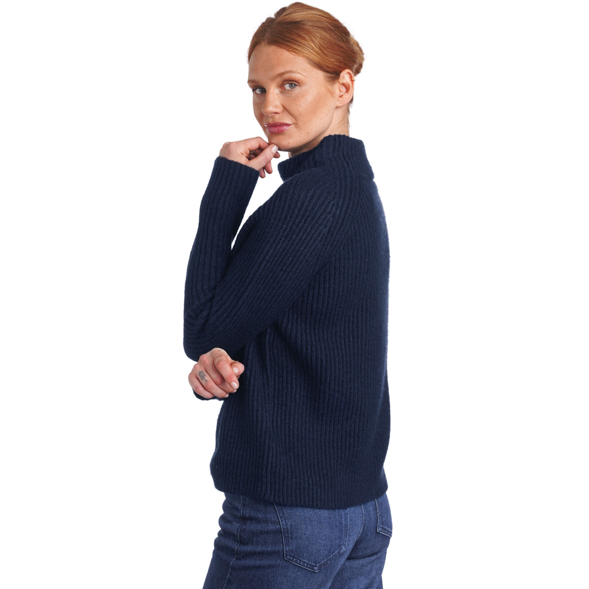 Damen Strickpullover mit Stehkragen