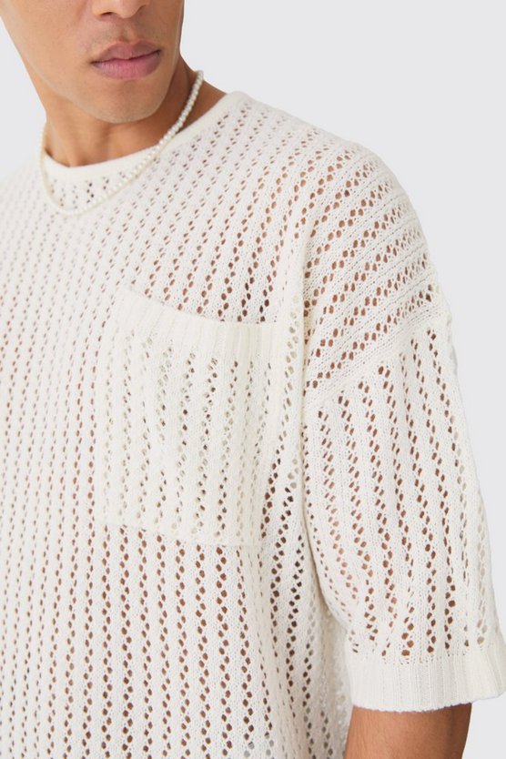 Oversize T-Shirt mit Tasche und Naht-Detail