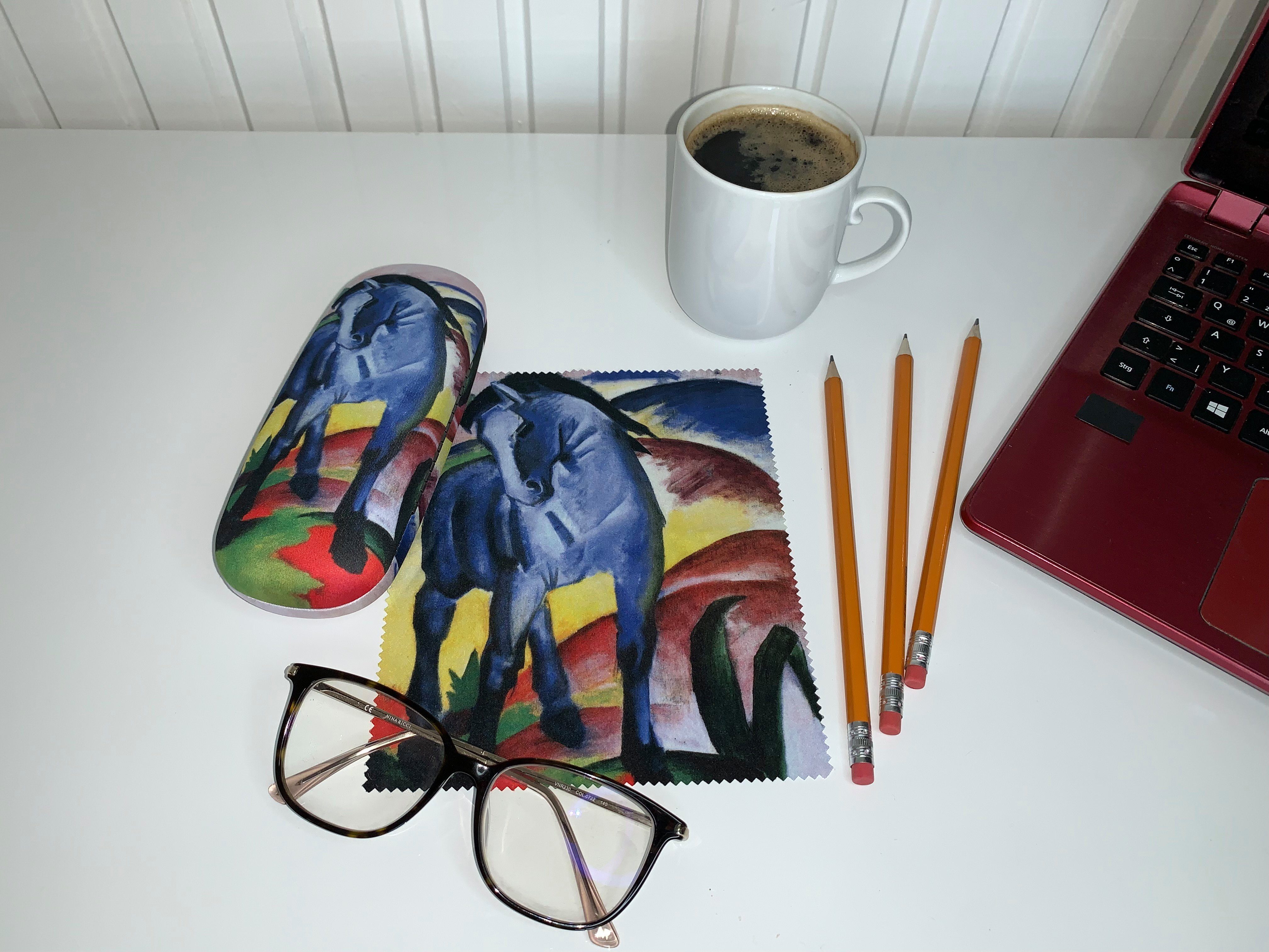 von Lilienfeld Brillenetui Brillenetui Franz Marc Blaues Pferd Kunst Hardcase, stabiles mit Mikrofaser bezogenes Hardcase