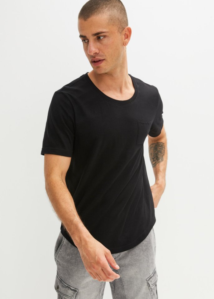 T-Shirt aus Bio Baumwolle mit Brusttasche (2er Pack)
