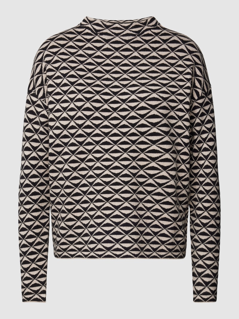 Strickpullover mit Allover-Muster in beige meliert