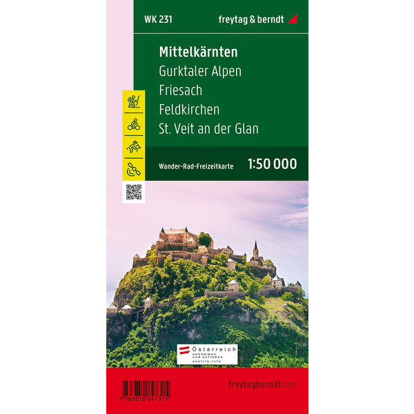 Mittelkärnten, Gurktaler Alpen, Friesach, Feldkirchen, St. Veit an der Glan 1 : 50 000. WK 231 - Wanderkarte