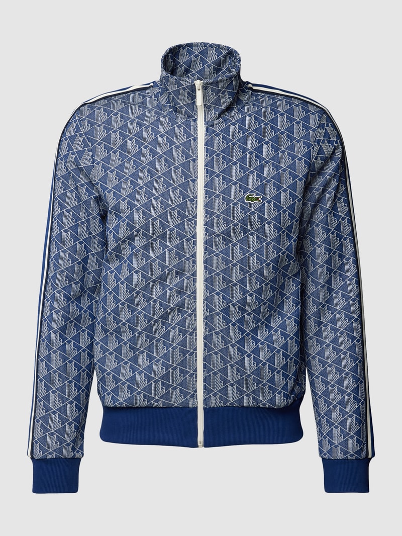 Sweatjacke mit Stehkragen in dunkelblau