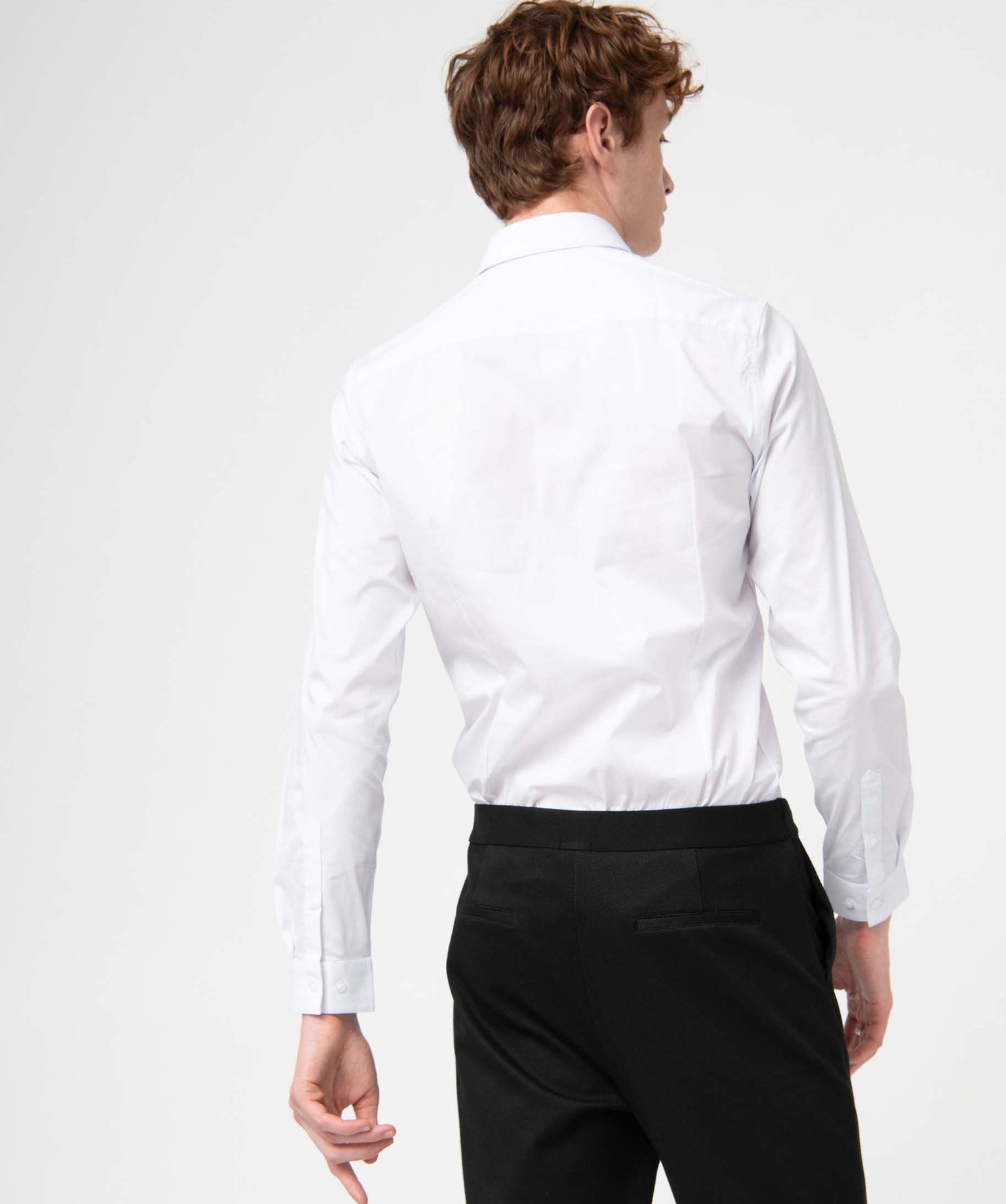 Chemise homme unie coupe slim en coton stretch blanc | GEMO
