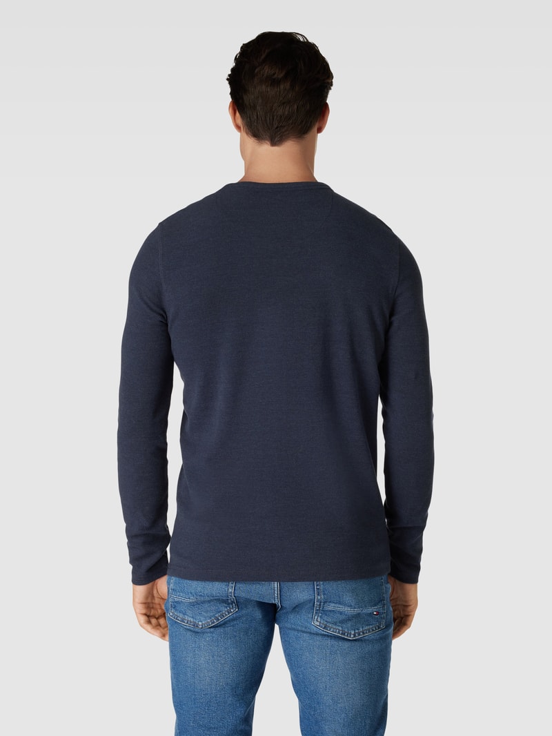Longsleeve mit Label-Print in dunkelblau meliert