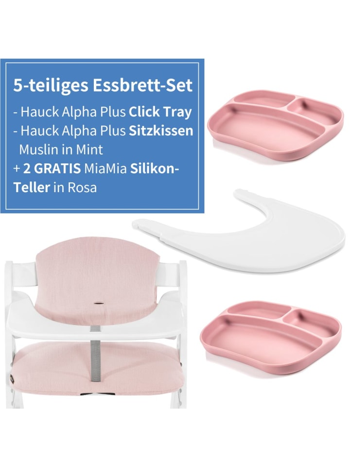 Hauck 5-tlg. Essbrett-Set für Alpha Plus - Click Tray   in weiss,rosa günstig kaufen onesize