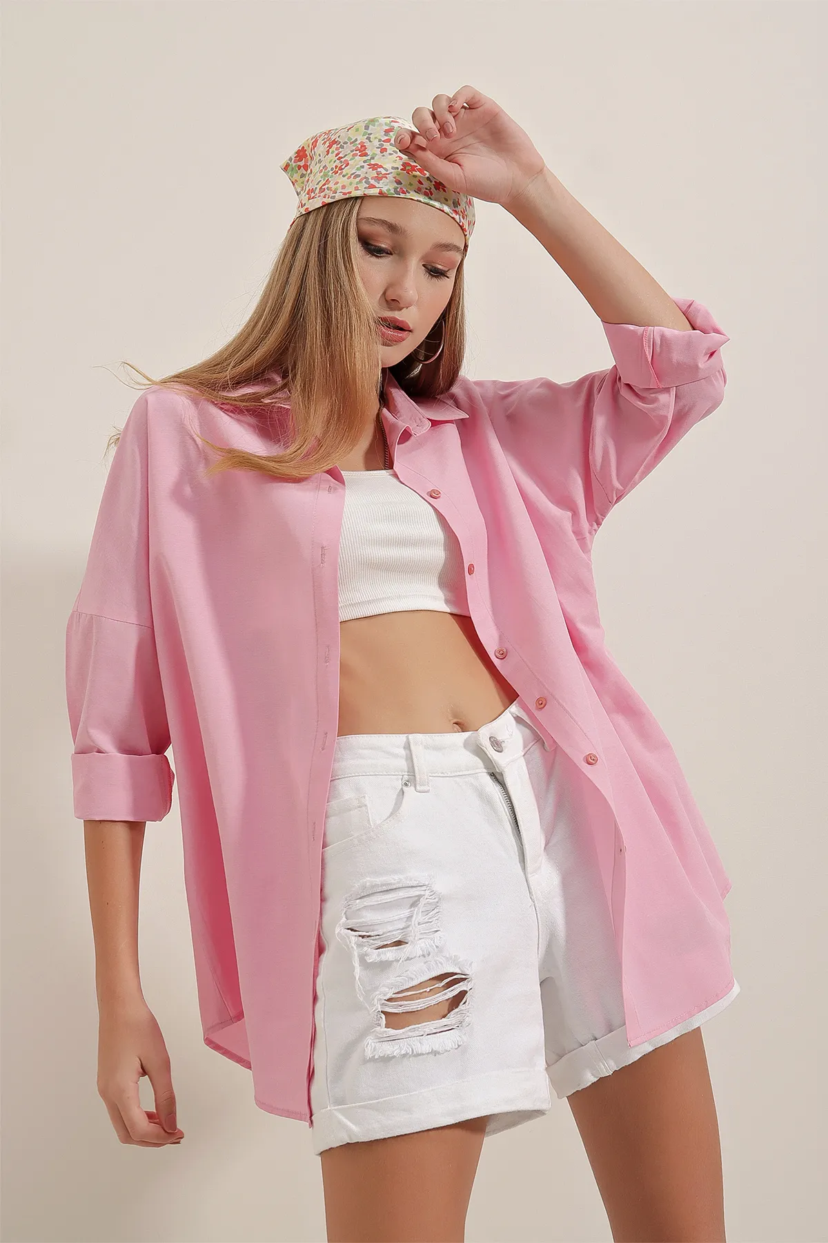 Bigdart  3900 Oversize-Lang-Basic-Hemd – Rosa