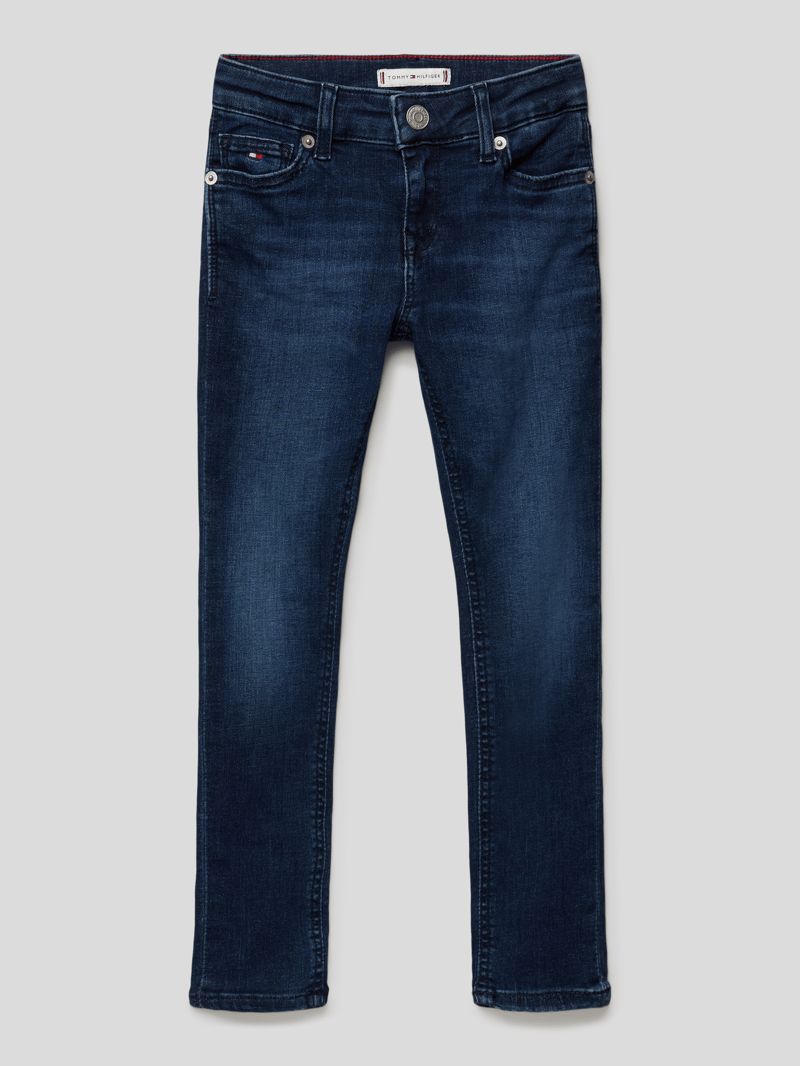 Jeans mit Label-Patch Modell 'NORA' in dunkelblau