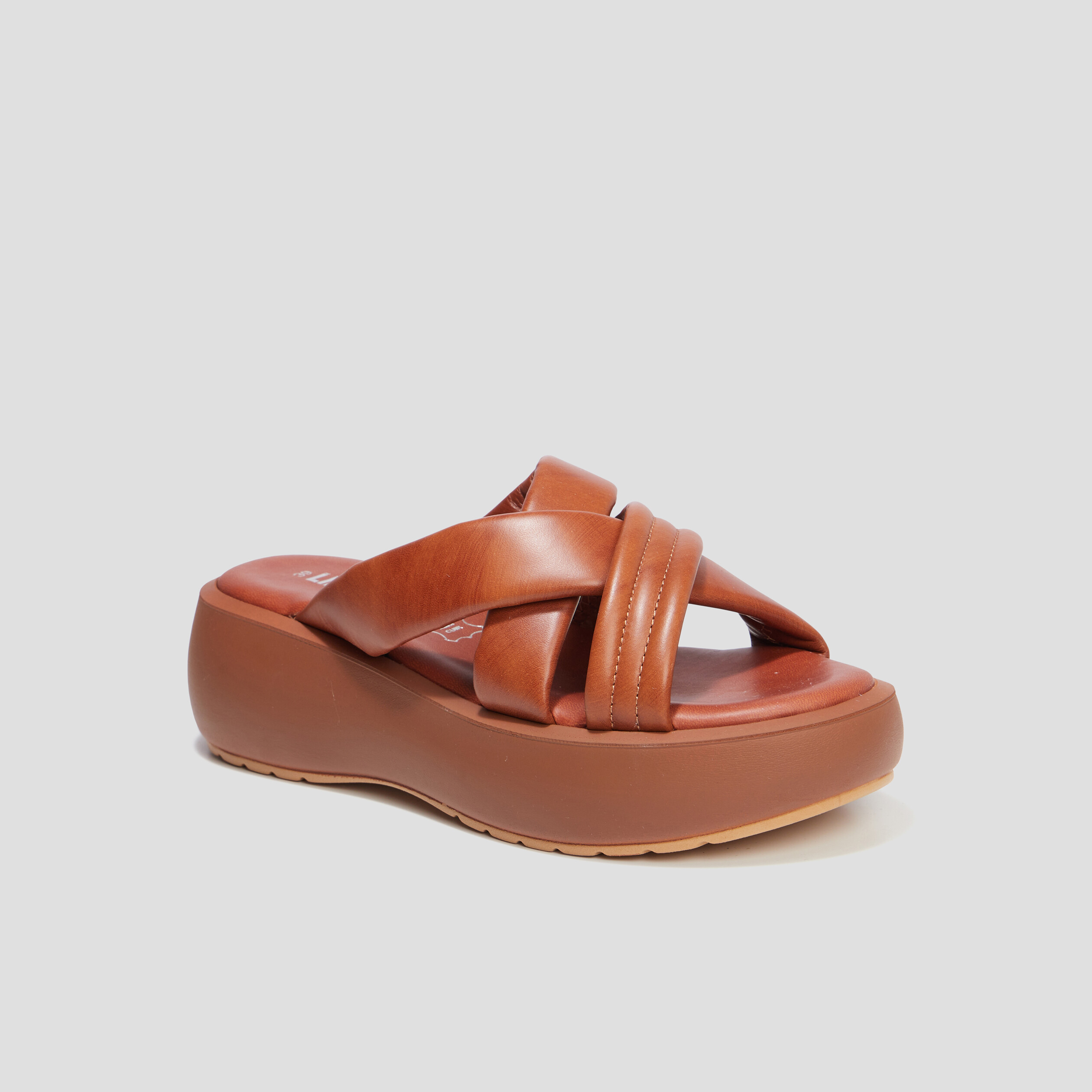 Mules compensées en cuir Liberto marron femme | La Halle