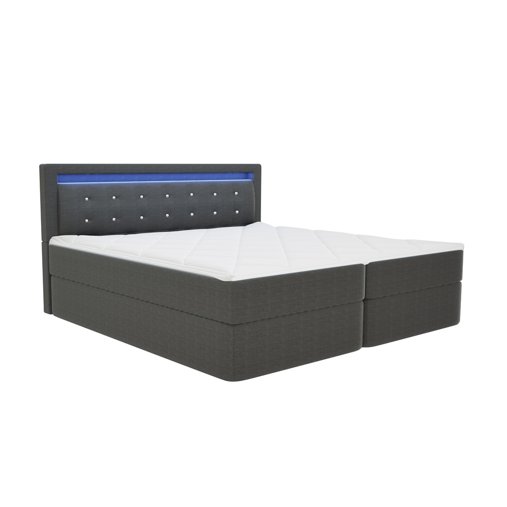 Home Deluxe HOME DELUXE Boxspringbett ZENOVA inkl, Matratze und Topper 180 x 200 cm -  Dunkelgrau H2/H3 -EOL-