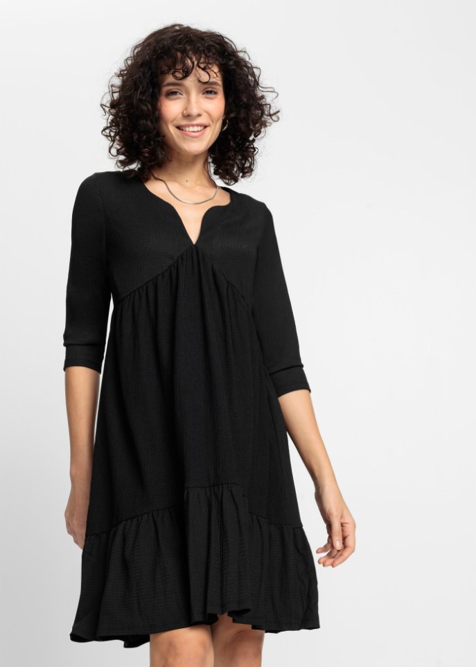 Crepe-Jerseykleid mit Volants