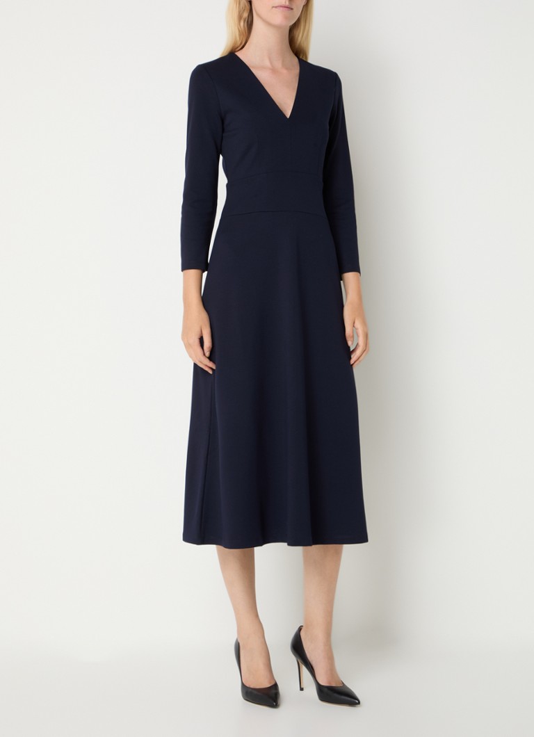 Vestido midi Yvonne de LKBennett con mangas abullonadas.