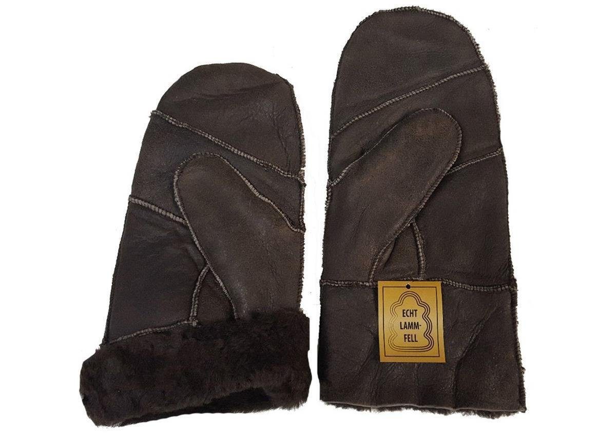Heitmann Felle Fleecehandschuhe Lammfell Handschuhe Fäustlinge Echt-Leder Damen