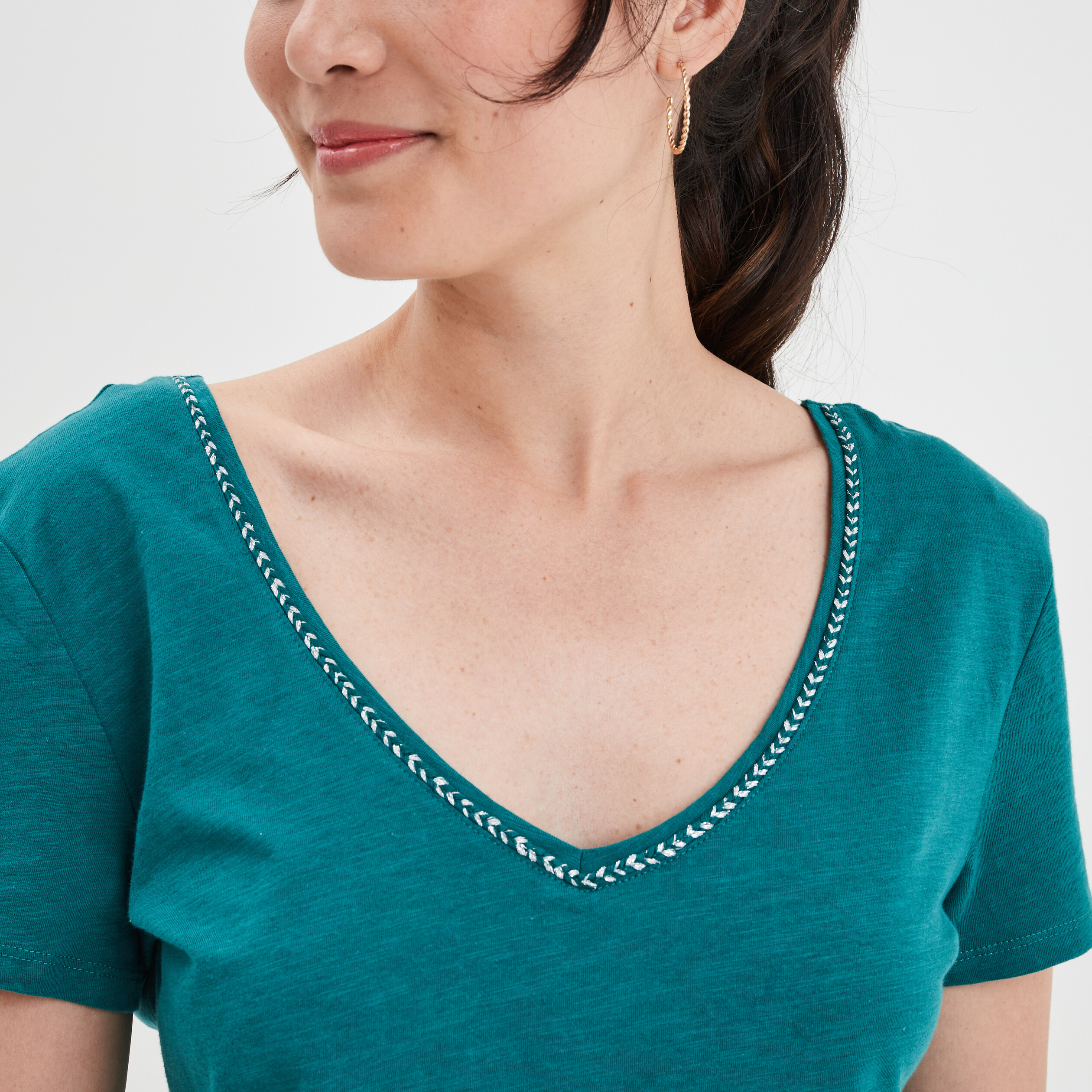 T-shirt à manches courtes vert émeraude femme | La Halle