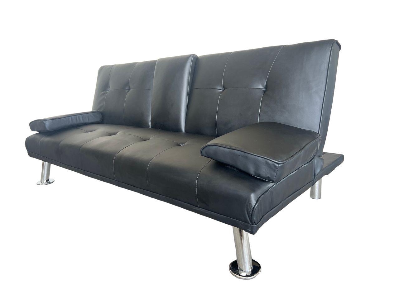 Better Home Schlafsofa mit Bettfunktion & zusammenklappbaren Getränkehalter schwarz