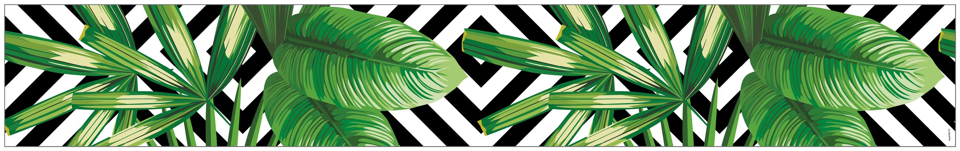 Fensterfolie Look Leaves'n'Cevron, MySpotti, halbtransparent, glatt, 200 x 30 cm, statisch haftend