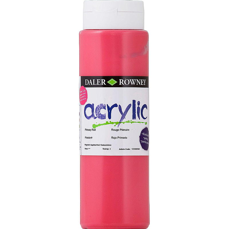 Dealer & Rowney Akrylmaling 500 ml, primær rød