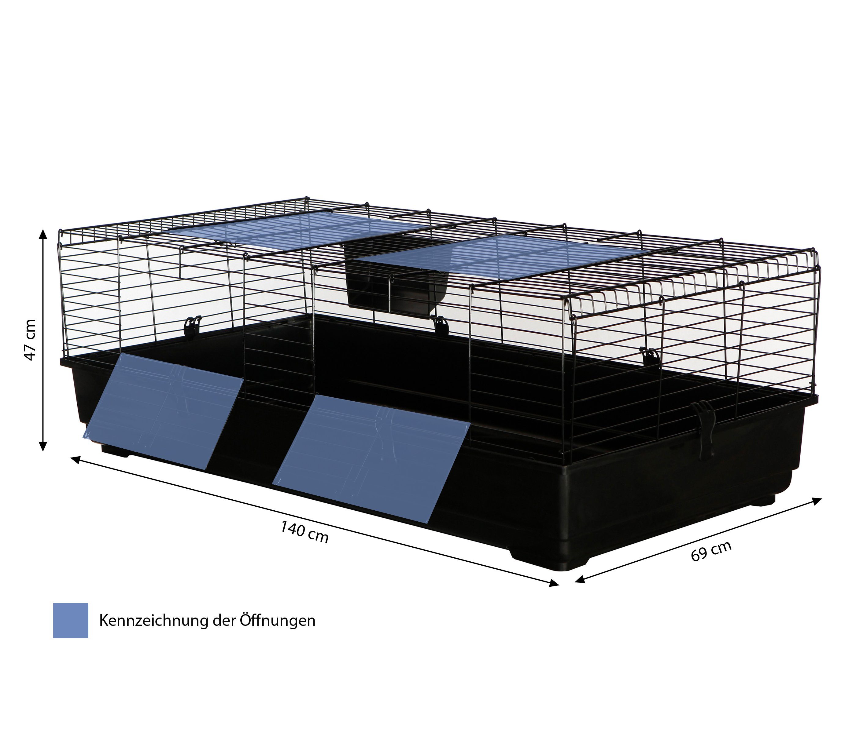 Dehner Nagerhaus Peppy, 140 x 69 x 47 cm, Metall/Kunststoff, inkl. Heuraufe, Anti-Rutsch-Boden