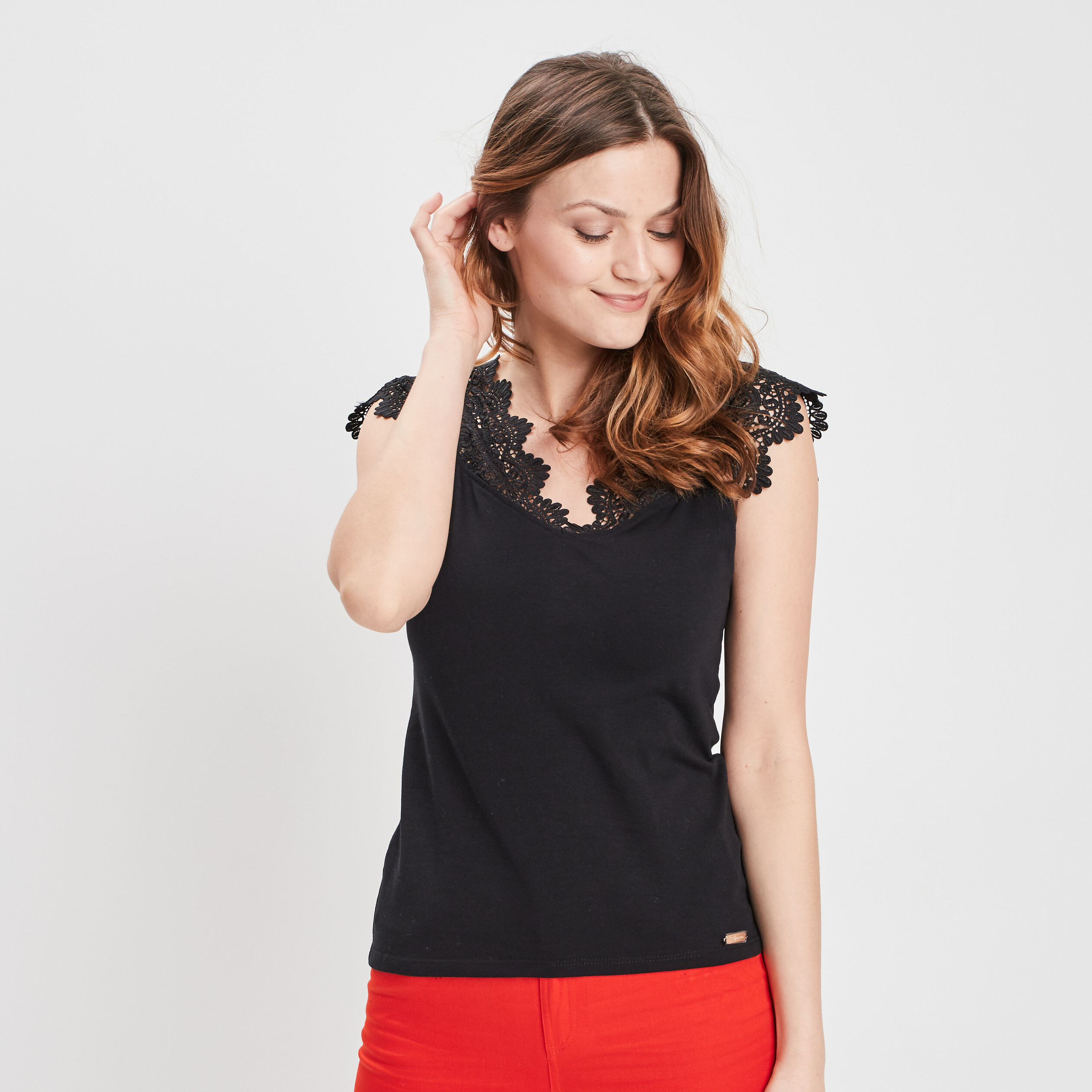 T-shirt manches courtes noir femme | La Halle
