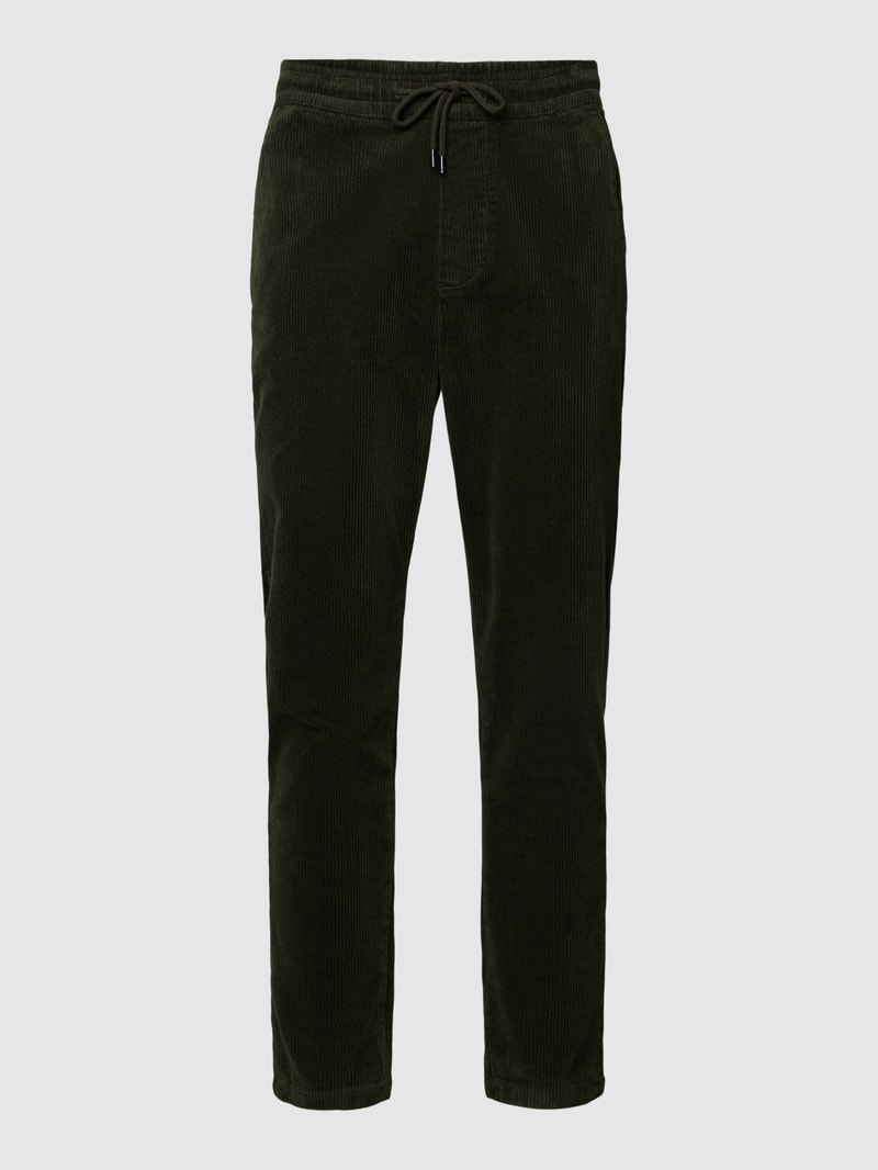 Tapered Cropped Hose aus Cord Modell 'LINUS' in olivgrün