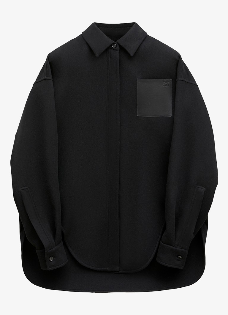 LOEWE Oversized overshirt in cashmere blend with lambskin details